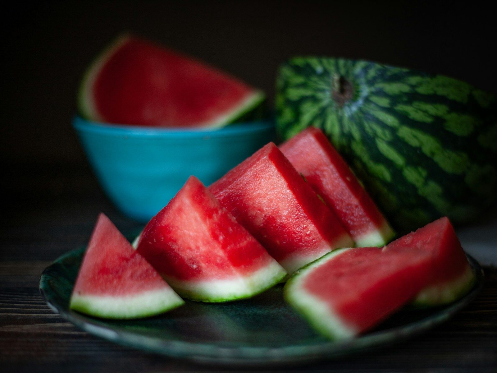 Slices of fresh watermelon on a plate